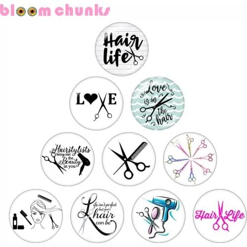 Hair life love haircut 10pcs mixed 12mm/18mm/20mm/25mm Round photo glass cabochon demo flat back Making findings C22618