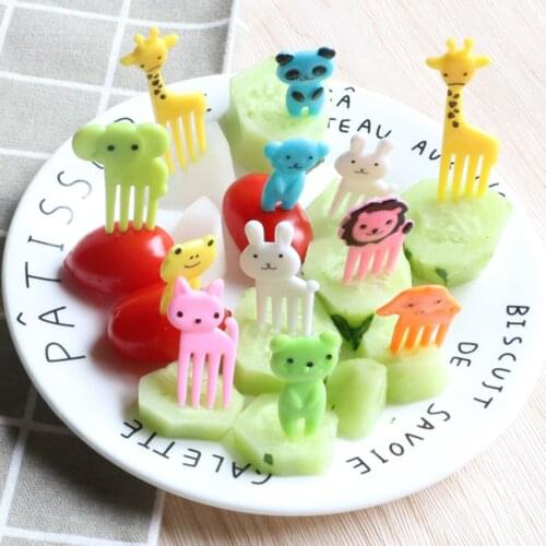 10pcs Animal Fruit Fork Mini Cartoon Children Snack Cake Dessert Food Fruit Pick Toothpick Lunches Decor Home Kitchen Fruit Tool