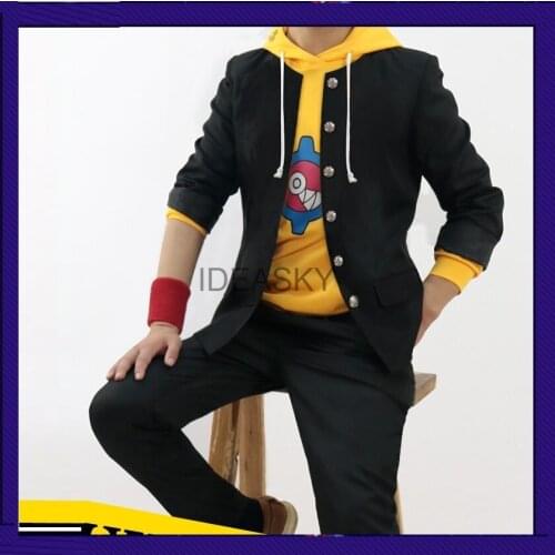2021 New Anime SK8 the Infinity Reki Kyan Cosplay Costume Yellow Hoodie Sweatshirt Jacket SK Eight Red Wig Skateboard Outfit