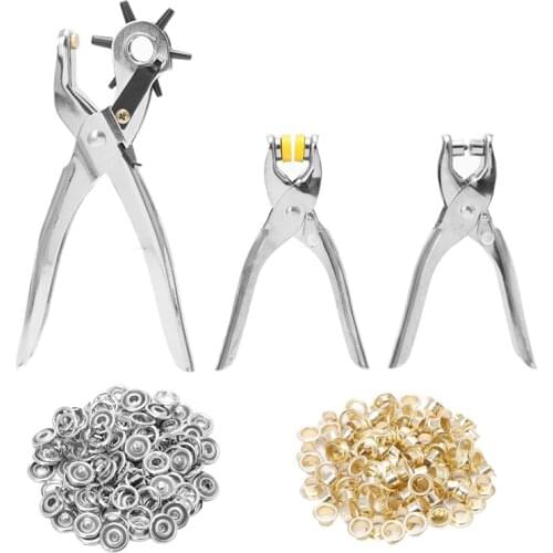 3Pcs/Set Leather Hole Punch Repair Tool Eyelets Grommets + Pliers Kit