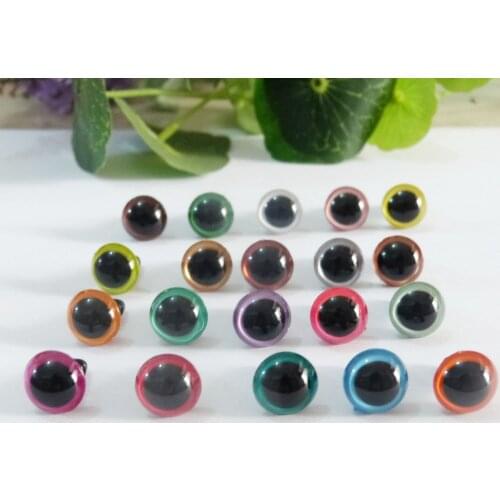 40pcs/lot 6/8/9/10/12//14/13/15/16/18/20/22/24mm handcraft paint plastic round toy safety eyes& white hard washer for diy doll