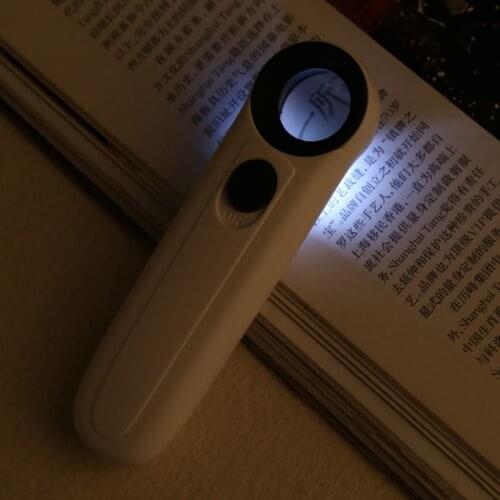 40X Handheld 2 LED Light Magnifier Reading Magnifying Glass Lens Jewelry Loupe T15