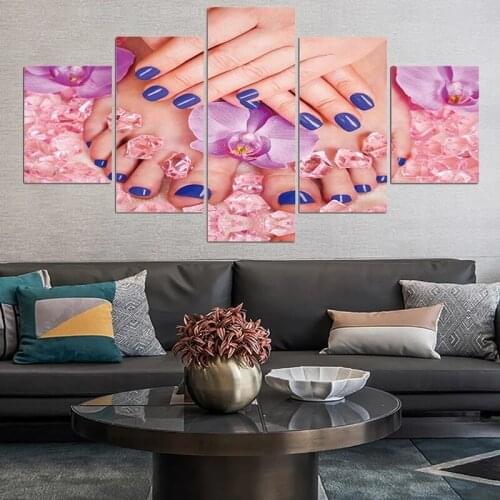 HD Prints Canvas Wall Artwork Painting Manicure 5 Pcs Posters Modular Pictures Nail Modern Home Decoration Living Room Framework