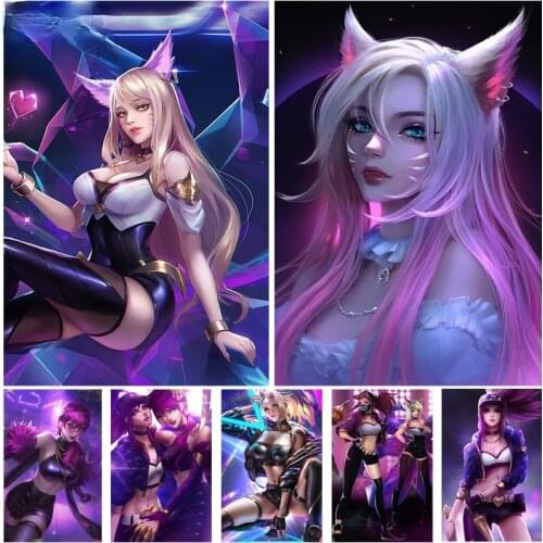 5D DIY Diamond Embroidery 3D Sexy Girls KDA Game Anime Posters Handmade Mosaic Art Diamond Painting Cross Stitch Home Decoration