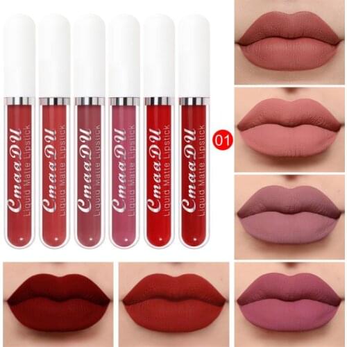 6Pcs Lipstick Velvety Set Long Lasting Nonstick Cup Not Fade Makeup Cosmetics Kit for Girl Women Lipstick Velvety Set Makeup