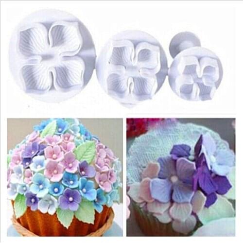 Free Shipping 3pcs/set Hydrangea Plunger Mold Cake Decorating Tools Cake Tools/Cookie Cutters