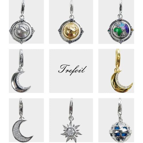 Charm Pendant Globe Rotatable Fit Bracelet & Necklace 2021 New Fine Jewelry 925 Sterling Silver Fashion Gift For Women & Men