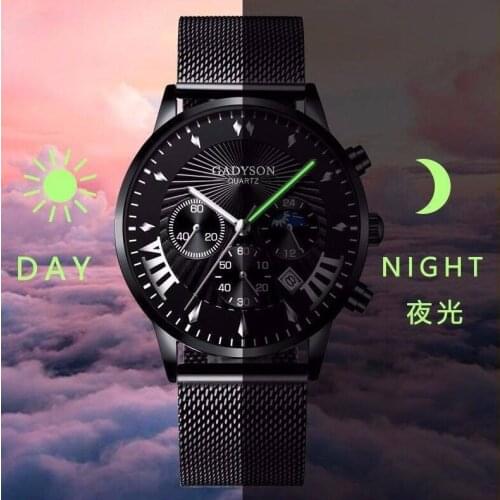 New Men Watches Luxury Famous Brand Men Stainless Steel Mesh Calendar Watch Men Business Luminous Quartz Watch reloj hombre