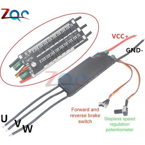 DC6-24V 1000W BLDC 3-Phase Brushless Motor Driver Hallless DC Motor Drive Board Speed Controller Module with Potentiometer