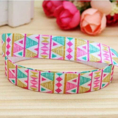DHK 5/8'' Free shipping Fold Elastic FOE flowers printed headband headwear hairband diy decoration wholesale OEM P5279