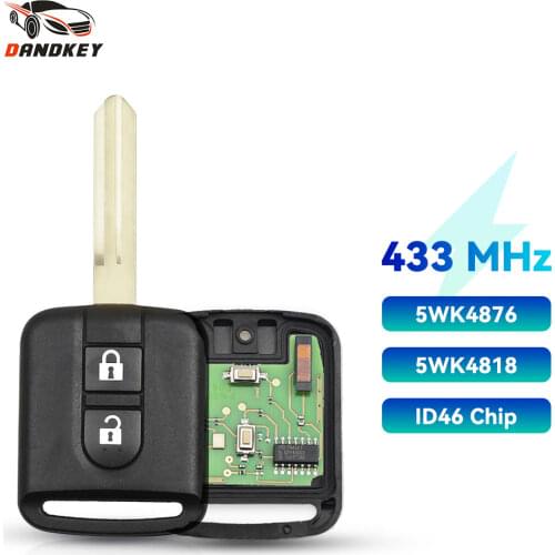 Dandkey Remote Key For Nissan Elgrand X-TRAIL Qashqai Navara Micra Note NV200 Uncut NSN14 Fob 433Mhz ID46 Chip 5WK4876/ 818