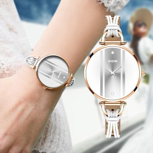 DOM Fashionable Simple Leisure Waterproof Swimming Beautiful popular style Girl Watch Womens Watch Watch Leather Quartz Watch