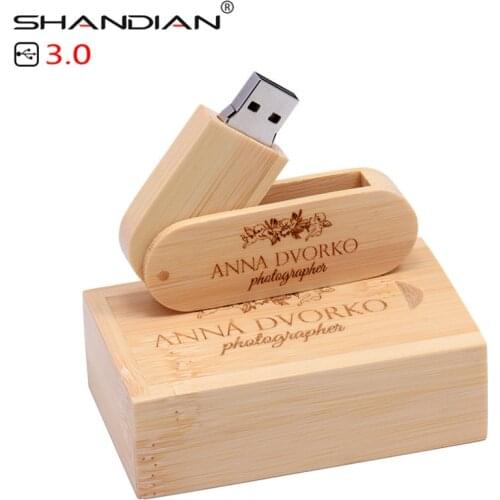SHANDIAN USB 3.0 1PCS free custom logo wooden portable USB Flash Drive 4GB 8GB 16G 32GB 64GB Memory stick U dick wedding gifts