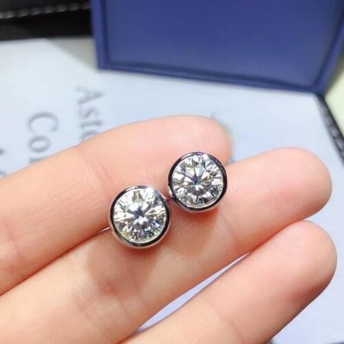 Custom made 925 silver Moissanite Earrings Classic Bubble Earrings 6.5mm/piece 1ct D Color Engagement wedding earrings