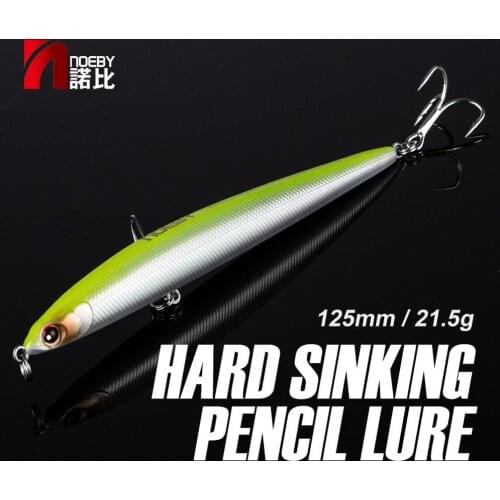NOEBY NBL9126 Pencil Lure Sinking Stickbait Blues Slim Long Casting Fishing Lure Wobbler 125mm/21.5g for Sea Bass Fishing Tackle