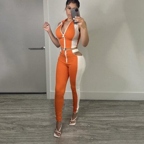 Summer Clothing Two Piece Set Women sports suit stitching Sleeveless Crop Top+Pants Matching Sets Lounge Streetwear Wholesale