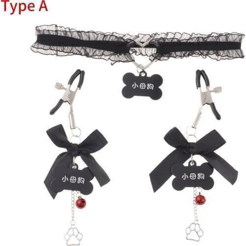 Women Sex Toys Kit Pendant Bells Nipple Clamps with Slave Choker Collar Restraints Breast Clips Toys Cosplay Sexual Accessories