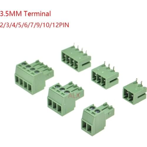 10SETS 15EDG 2/3/4/5/6/7/8/9 pin right angle screw terminal block connector 3.5MM pitch PLUG + PIN HEADER SOCKET 2p 3p 4p 5p 6p