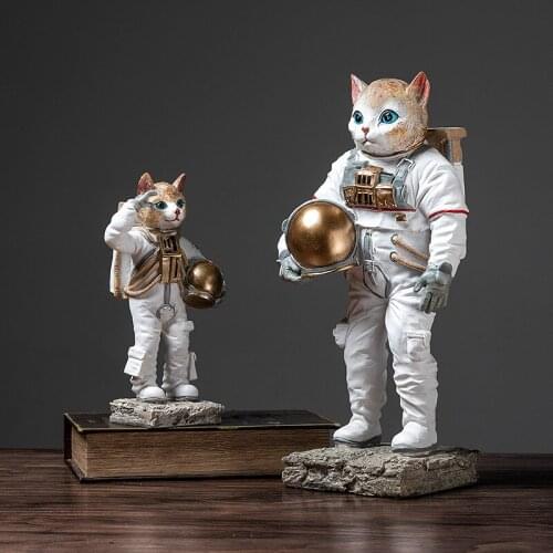 Spaceman Cat Statue Animal Astronaut Cute Cosmonaut Table Piece Home Decoration Modern House Decor