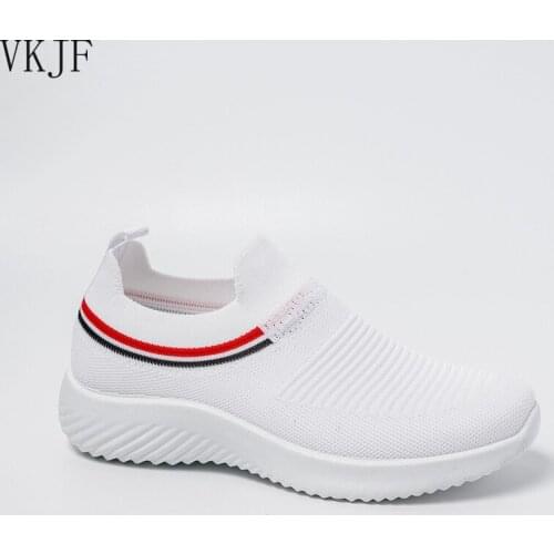 Women Shoes Knitting Sock Sneakers Women Spring Summer Slip on Flat Shoes Women Plus Size Loafers Flats Walking
