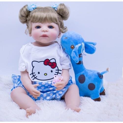 Pretty blonde princess reborn doll full Silicone girl Boneca Lovely 57cm high quality non-toxic vinyl surprise christmas gift