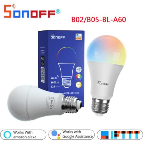 Sonoff Wifi RGB Bulbs Works With Alexa Google Home 9W E27 Smart Dimmable Lamp Bulb eWelink Remote Control Lights B02/B05-B-A60