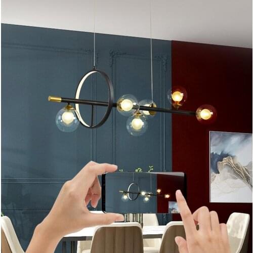 Dining room lamp chandelier modern simple designer Nordic lamp light luxury living room lamp long bubble lamp