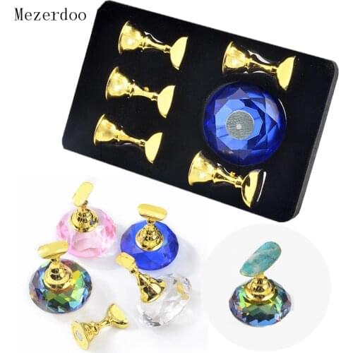 1Set False Nail Tips Crystal Display Stand Holder Gold Magnetic Showing Shelf Practice Holders DIY Manicure Nail Salon Tools