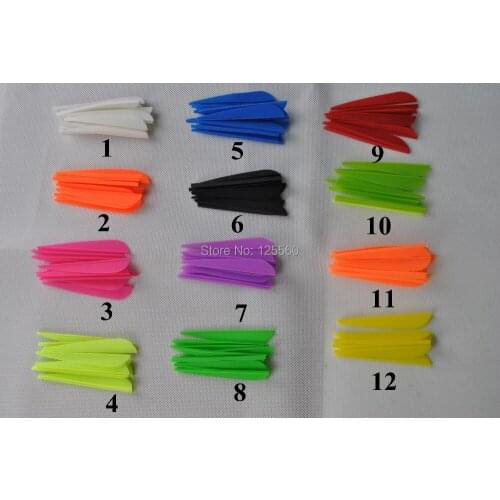 Wholesale 12 colors 1200 pcs/lot 3" TPU plastic vane for arrow accessories archery bow