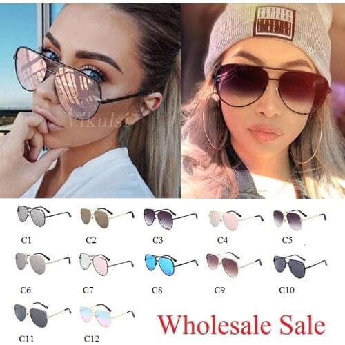 Wholesale Sale Women Pilot Sunglasses Luxury Fashion Black Eyewear Shades for women Wholesale Bulk Sun Glasses Mirror UV400