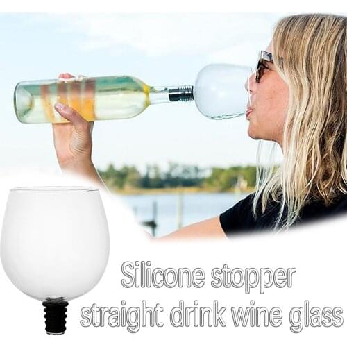 Creative Red Wine Champagne Glass Cup with Silicone Seal Drink Directly from Bottle Crystal Glasses Cocktail Mug 500ML