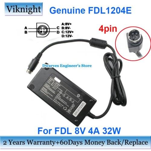 Genuine FDL1204E 8V 4A 12V 1A 36W AC Adapter Power Supply For FDL 2172023 Laptop Charger 4PIN