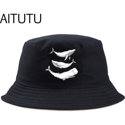 Men Bucket Hats women whale Print Outdoor Sunscreen Cotton travel Hunting Cap hats fashion panama fisherman hat
