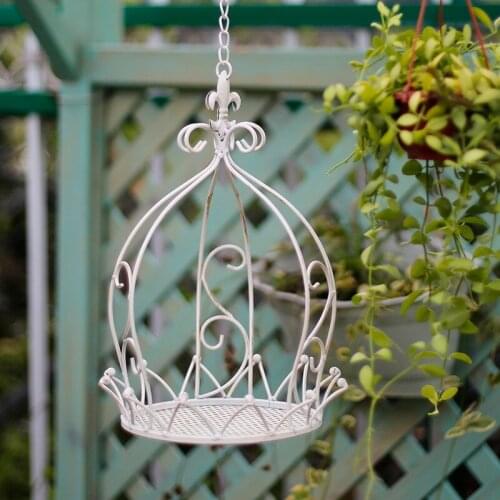 Pastoral Green Vine Plant Metal Flower Baskets Hanging Flowerpot Ornaments Outdoor Courtyard Balcony Vases Decoration Crafts Art