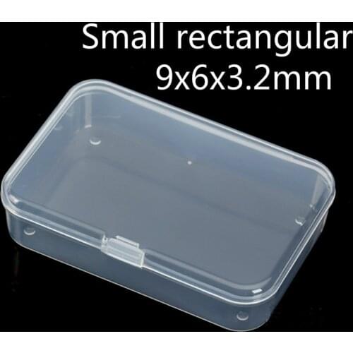 1PCS 9x6x3.2mm transparent rectangular small plastic storage box parts screw bead box collection container storage box