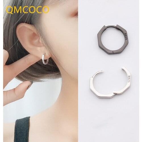 QMCOCO 925 Silver Simple Charm Geometric Trendy Fashion Personality Hoop Earrings For Couple Birthday Party Gift
