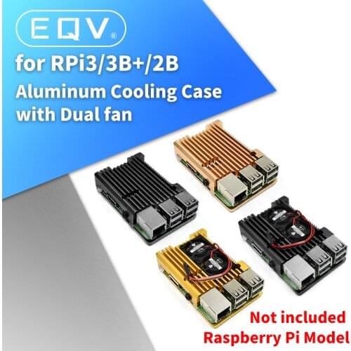 Raspberry Pi 3 Model B plus dedicated Aluminum Case with Dual Cooling Fan Metal Shell Black Enclosure for Raspberry Pi 3 Model B