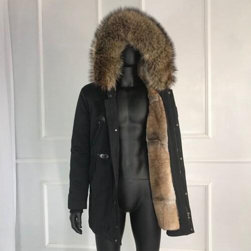 Real Fur Parkas Winter Coat Natural Rabbit Fur Liner Outwear Man Fashion Warm Thicken Jackets