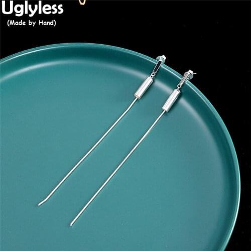 Uglyless Minimalist Silver Earrings for Women 13.5CM Long Chains Earrings Real 925 Sterling Silver Summer Dress Brincos Bijoux