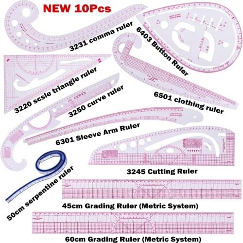 Sewing Ruler Measure Dressmaking Yardstick Tailor Drawing Template Craft Tool Set Stitching Needlework Embroidery Handmade