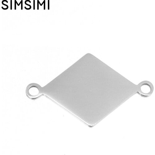 Simsimi Bejeweled with 2 Looped Ends connector pendant blank charm steel/gold color mirror polish Stainless steel high quality