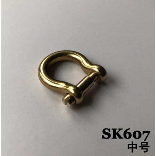 SK607) 2pc Medium Solid Brass Shackle Joint Connect Key Chain Hook Leathercraft