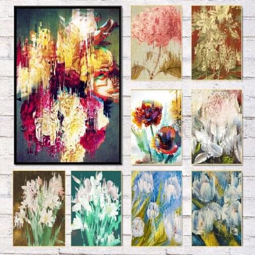 Scandinavian Plant Painting Still Life Flower Abstract Art Canvas Painting Mural Living Room Corridor Office Home Artwork Decor