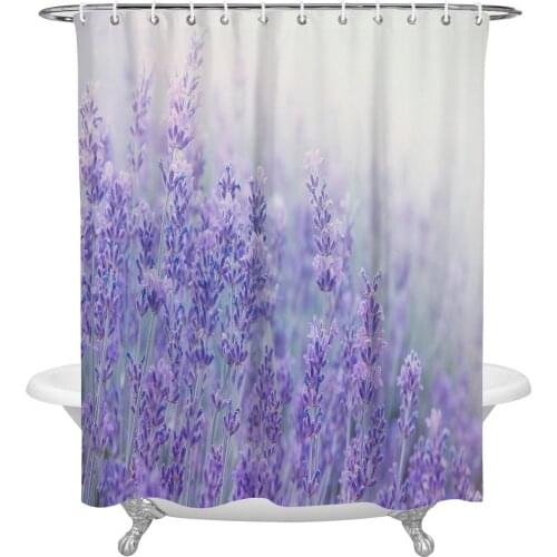Fantasy Flower Lavender Purple Waterproof Fabric Shower Curtain for Bathtub Showers Polyester Bath Curtain Bathroom Accessories