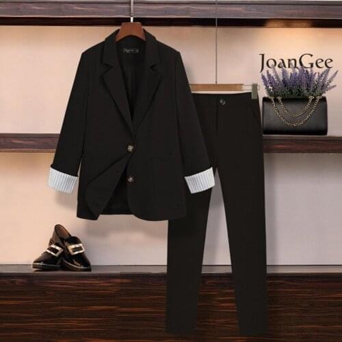 Womens suit autumn high-end new fashion waist professional wear elastic waist was thin two-piece temperament female