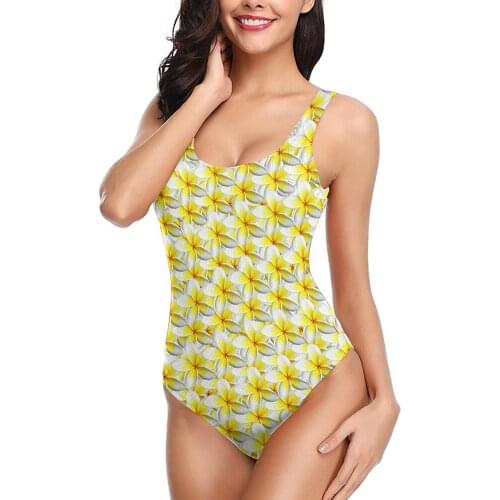 Woman Swimsuit Hawai Frangipani Print Bikini Bubble Hot Spring Swimwear Sexy Resort Style Flower Fashion Beach Bathing Suit