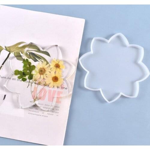1PC Flower Shape Concrete Coaster Silicone Mold DIY Handmade Craft Making Crystal Epxoy Modeling Home Decor