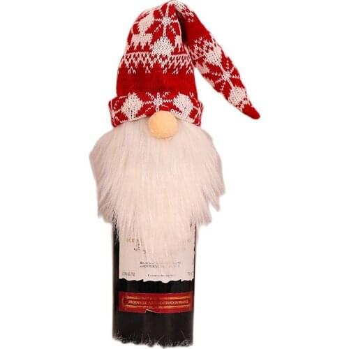 1pc Christmas Wine Bottle Cover Christmas Dinner Table Decoration Santa Wine Champagne Bottle Dust Cover Navidad Christmas Decor