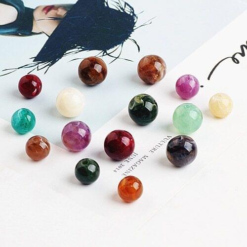 10pcs Vintage Colors Acrylic Perforated Round Beads For Jewelry Making Bead Women Men Bracelet Necklace Pendant Diy Accessories