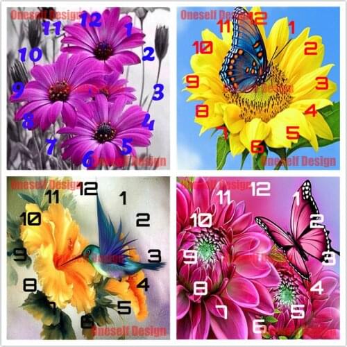 2020 new style flowe 5d diamond painting full square clock diamond embroidery sale clock diamond mosaic sale home Christmas gift